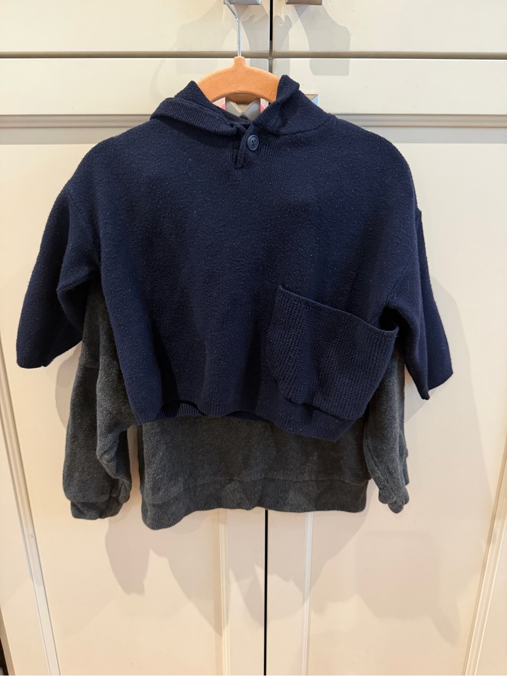 Bundle Zara 12-18m Navy and grey Hooded Knit Sweater with Pocket